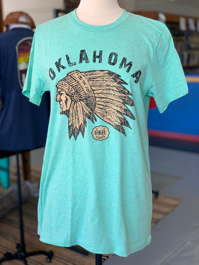 Oklahoma Indian Head Chief T-Shirt l Team Purple V-Neck – Whiskey