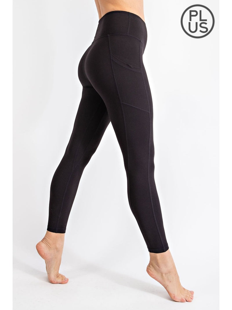 Rae Mode l Black Seamless Butter Soft Leggings with Pockets [P6169]