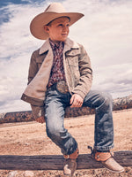 Wrangler® Boys Wrangler Cowboy Cut Sherpa Lined Corduroy Jacket in Nomad [112335635]
