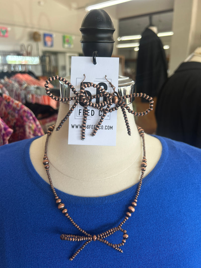 Earring | Copper Navajo Pearl Bow Tie Earrings