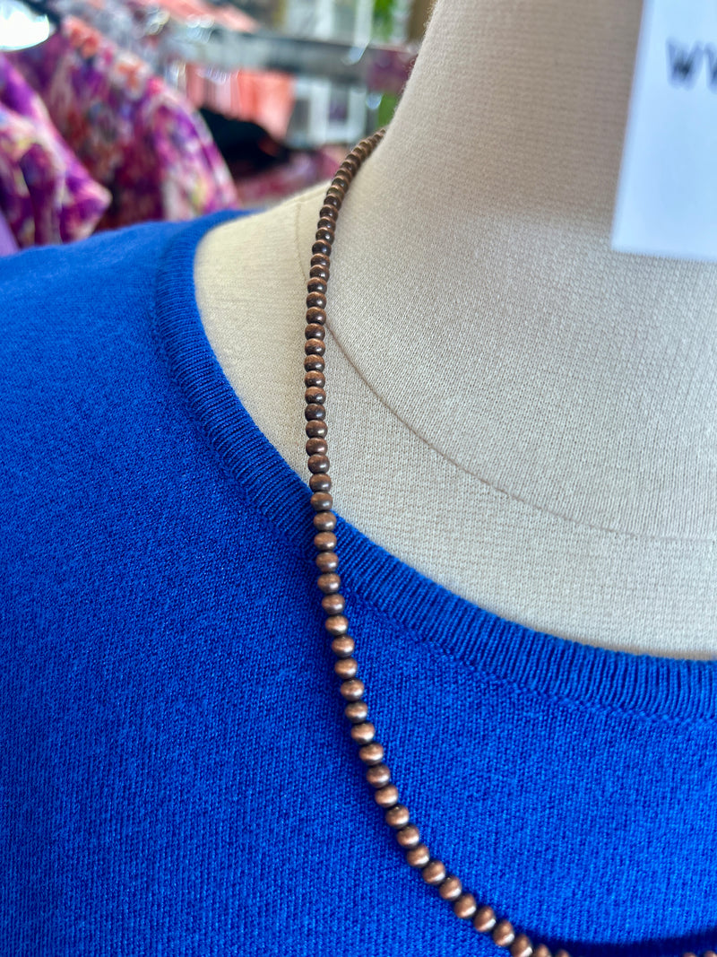 Necklace | 22 Inches Copper Navajo Pearl Bead Necklace [4mm]
