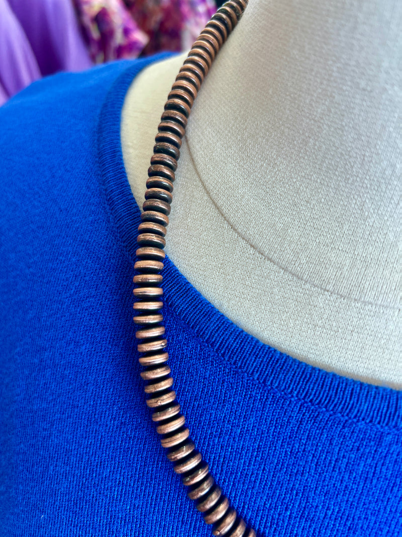Necklace | 22 Inches Copper Navajo Pearl Roundel Bead Necklace [8mm]