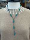 Necklace | 24 Inches Silver Navajo Pearl Drop Tassel Bead Necklace
