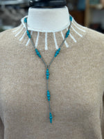 Necklace | 24 Inches Silver Navajo Pearl Drop Tassel Bead Necklace