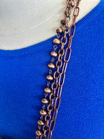 Necklace | 3 Layers Copper Metal Chain + Navajo Pearl Necklace [36 in]