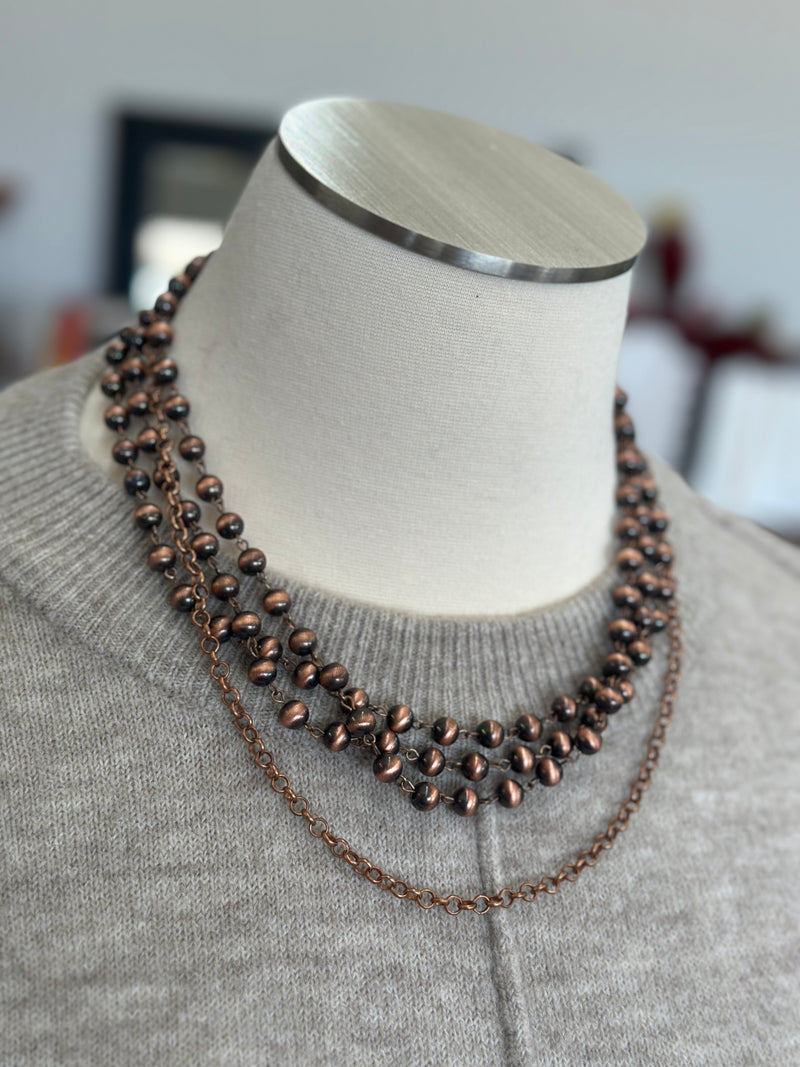 Necklace | 3 Strand Navajo Pearl Beads [8mm]