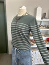 Staccato | Dusty Jade Striped Longsleeve Pullover Sweater