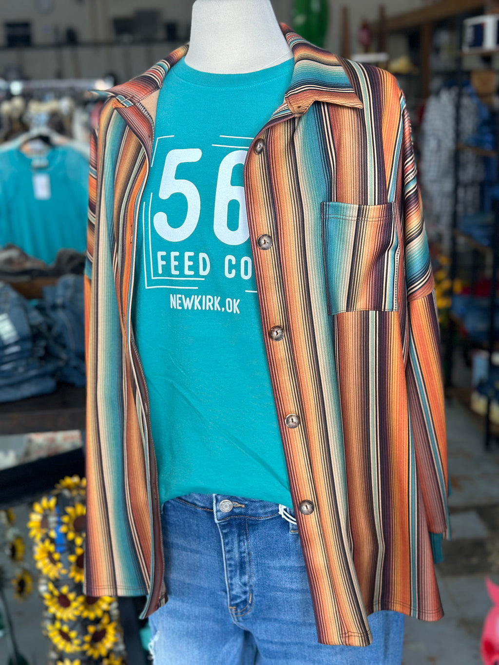 56 Feed Co | Adult Peacock Washed Garment Dyed Tee