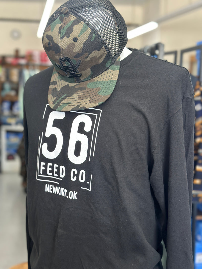 56 Feed Co l Logo Unisex Port & Company Long Sleeve Tee-Black