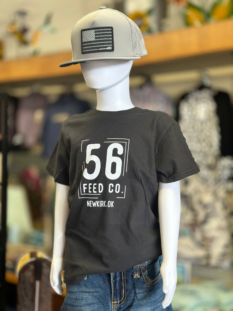 56 Feed Co | Youth Black Washed Garment Dyed Tee [PC099Y]