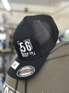 56 Feed Co l Black with White Thread Logo Flexfit 6511 Trucker Cap [OSFM]