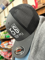 56 Feed Co l Charcoal/Black with White Thread Logo Flexfit 6511 Trucker Cap [OSFM]