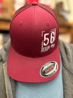 56 Feed Co l Cranberry with White Thread Logo Flexfit 6511 Trucker Cap [OSFM]