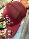 56 Feed Co l Cranberry with White Thread Logo Flexfit 6511 Trucker Cap [OSFM]