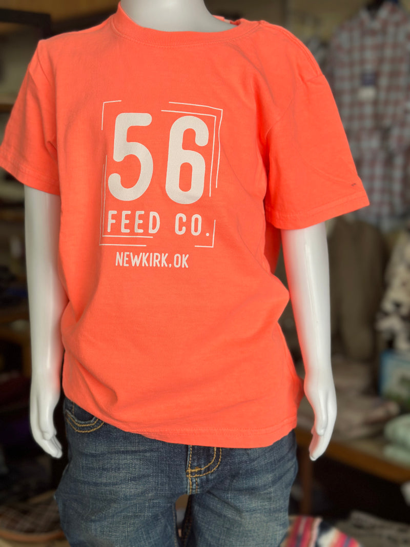 56 Feed Co | Youth Neon Coral Washed Garment Dyed Tee [PC099Y]