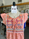 Women's Apricot Embroidered Short Sleeve Top