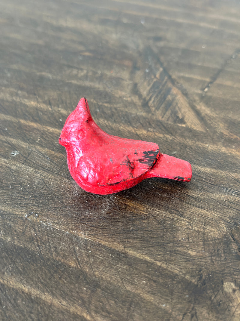 Antique Red Cast Iron Mini Cardinal