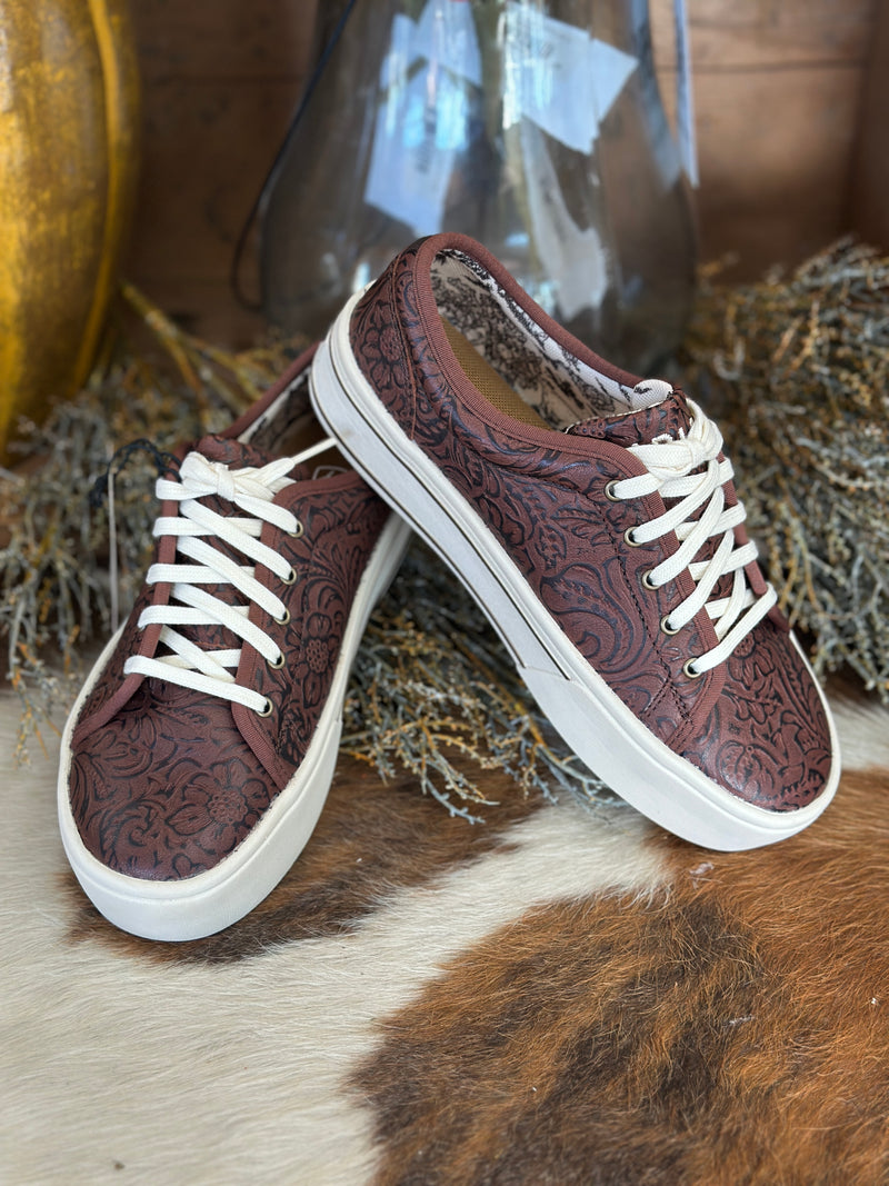 Ariat | Skylar Brown Floral Emboss Lace-up Sneaker