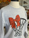Women's Ash Grey Basketball Bow Sweatshirt