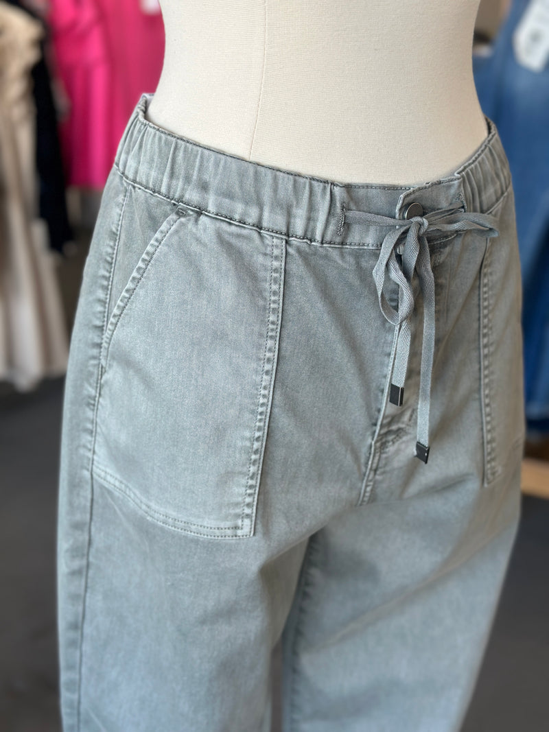 Mica Denim | Ash Grey High Rise Crop Jogger [MDP-G3164AG]