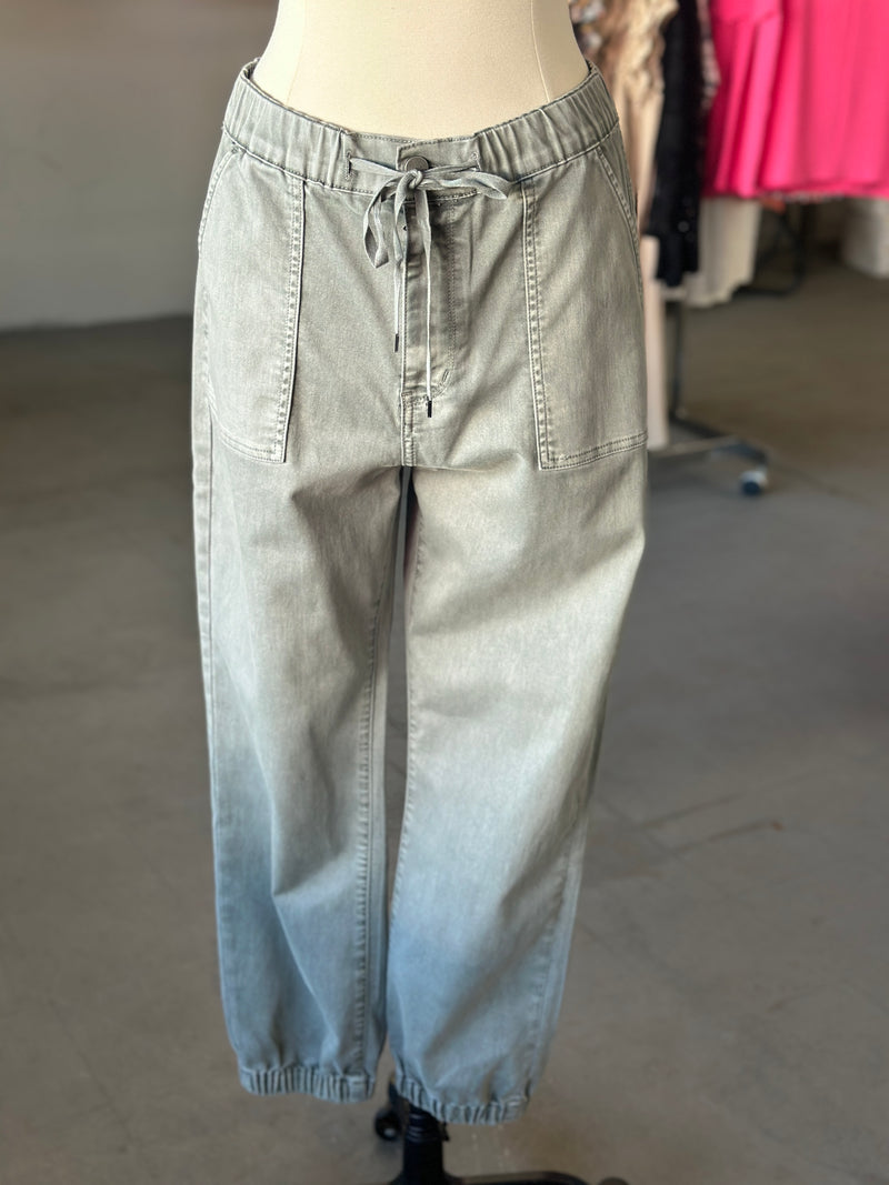 Mica Denim | Ash Grey High Rise Crop Jogger [MDP-G3164AG]