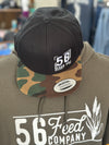 56 Feed Co | Black Camo with White Thread YP Classics Adjustable Snapback Premium Flat Bill