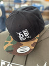 56 Feed Co | Black Camo with White Thread YP Classics Adjustable Snapback Premium Flat Bill