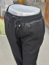Women's Black Drawstring Joggers with Ruched Ankle Cuffs