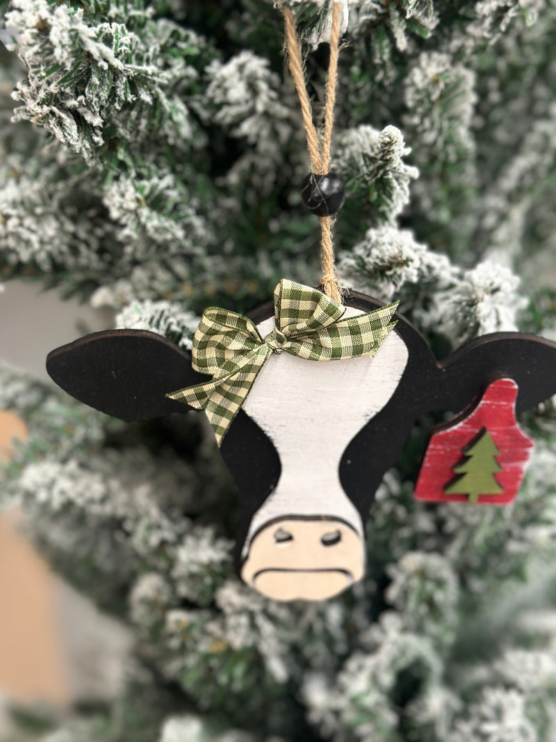 Ornament | Black + White Cow Face Christmas Ornament