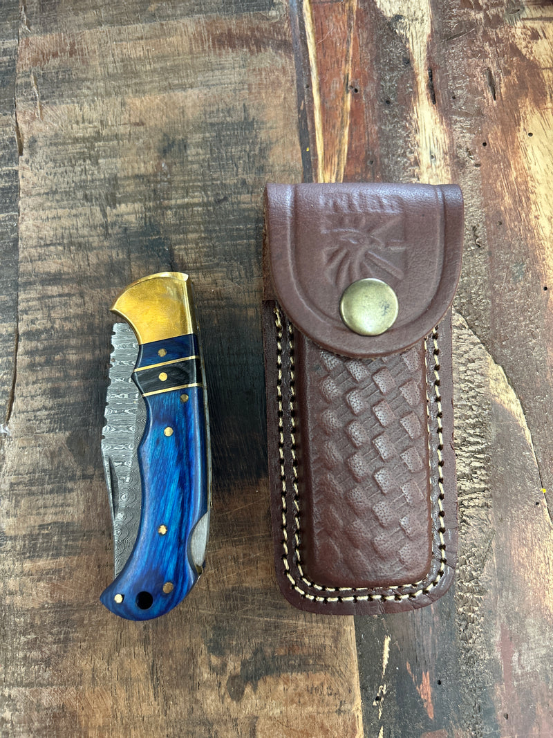 Titan International | Blue Diamond Wood 6.5" Damascus Steel Knife