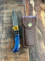 Titan International | Blue Diamond Wood 6.5" Damascus Steel Knife