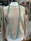 Necklace | 60 Inches Blue Turquoise Stone Nuggets with Brown Sequin Beads Necklace