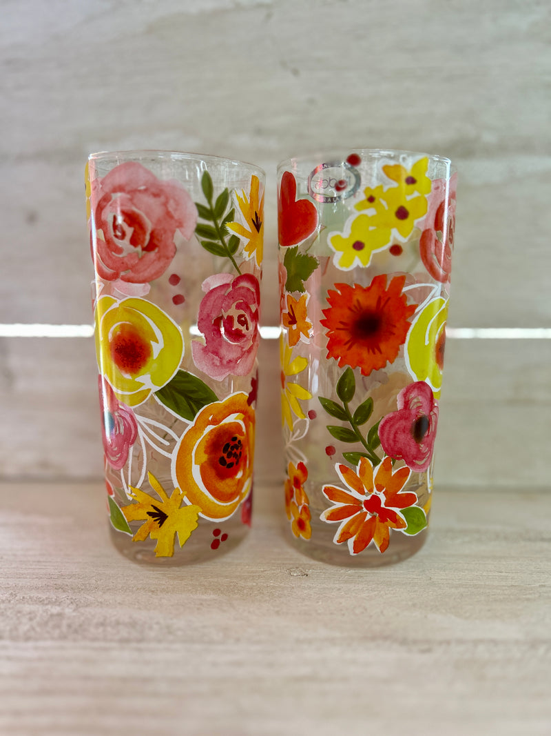 Bold Floral Hiball Glassware