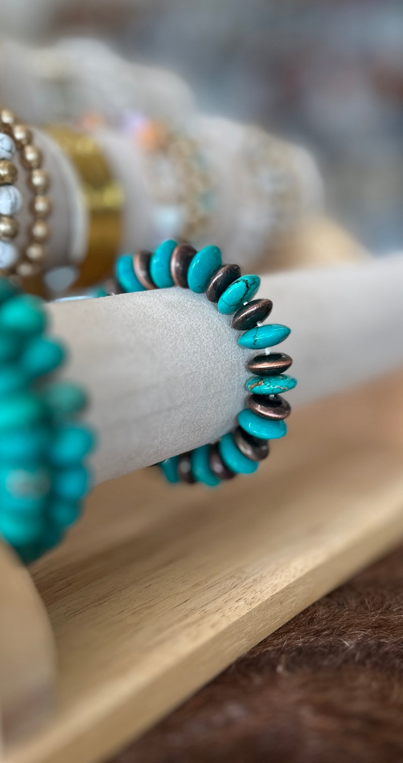 Bracelet | Western Turquoise + Copper Roundel Bracelet
