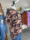 Merigold Kiss | Brown Wild West 3D Velvet Blouse Short Sleeve Top
