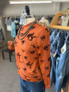 Merigold Kiss | Burnt Orange Southern Soul Velvet Mesh Longsleeve Lace Top