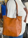 Camel 2-in-1 Leather Hobo Tote Bag