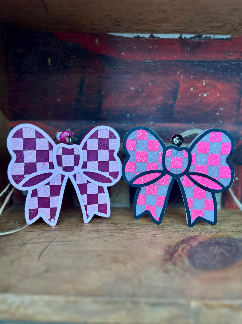 Car Freshener | Checkered Bow