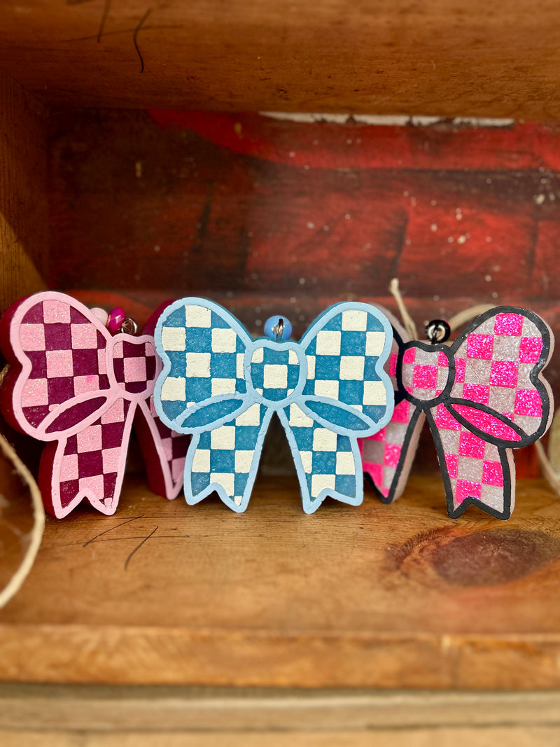 Car Freshener | Checkered Bow