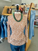 Merigold Kiss | Caramel Paisley Lace Longsleeve Top