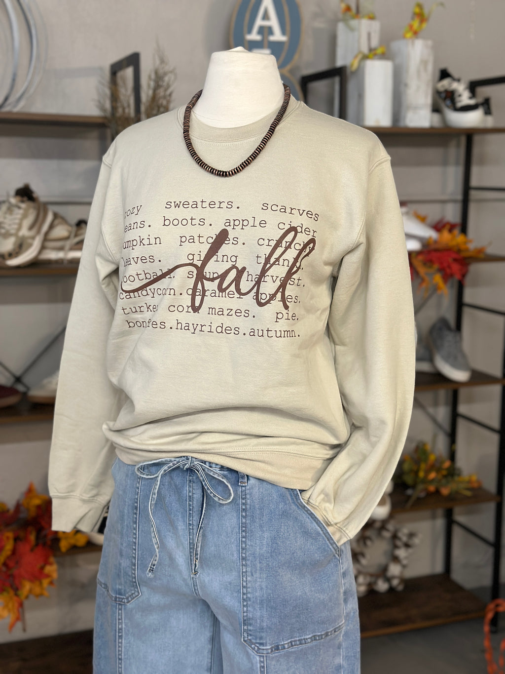 Women's Fall Words Sand Sweatshirt