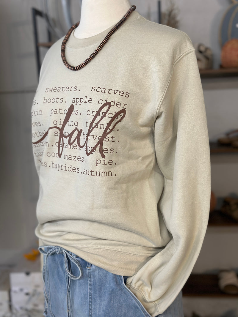 Women's Fall Words Sand Sweatshirt