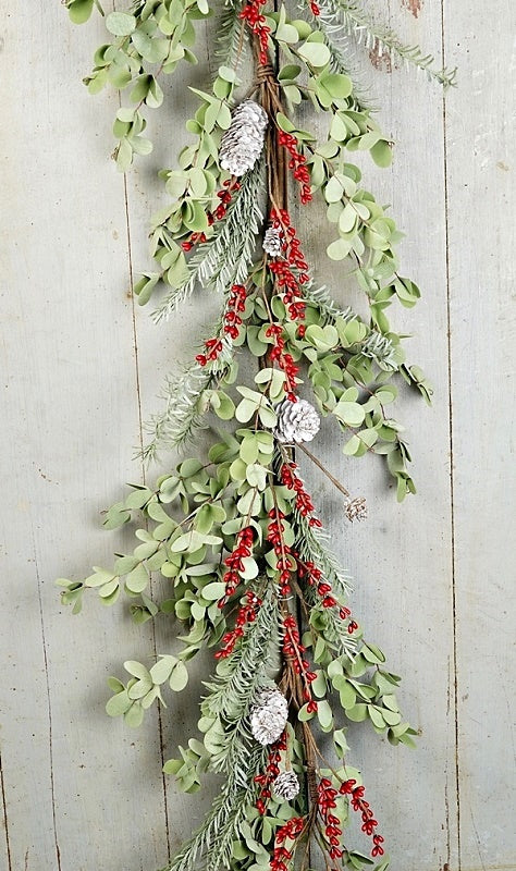 Christmas Herb + Leaves with Red Berry Garland