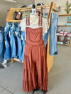 Women's Cinnamon Lace Trim Tiered Sleeveless Jumpsuit