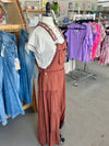 Women's Cinnamon Lace Trim Tiered Sleeveless Jumpsuit