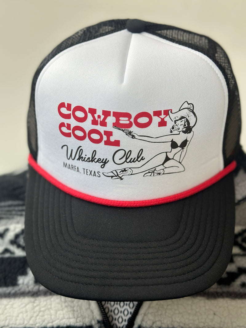 Cowboy Cool | Whiskey Club Foam Trucker Hat Black/White [One Size]