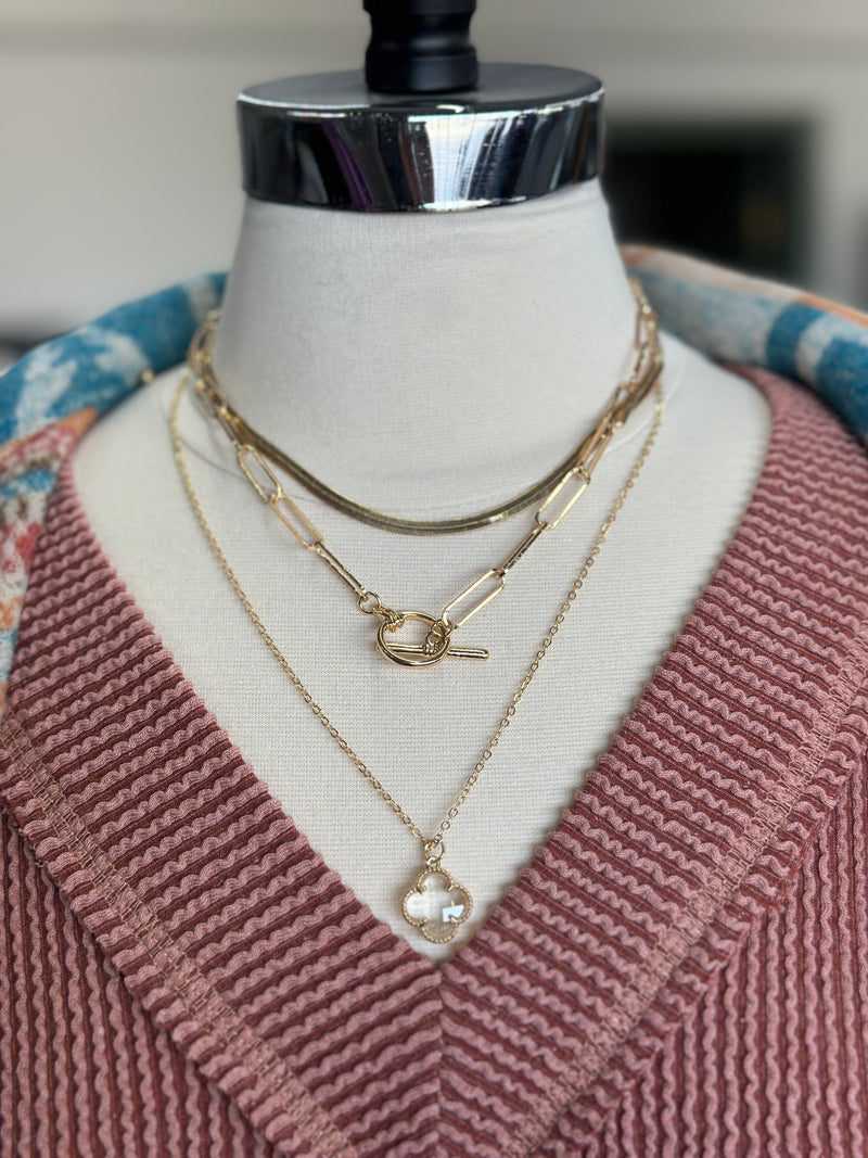 Necklace | Crystal Clover Pendant 3 Piece Necklace Set