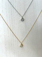 Necklace | Cubic Zirconia Halo Set Gem Pendant Necklace