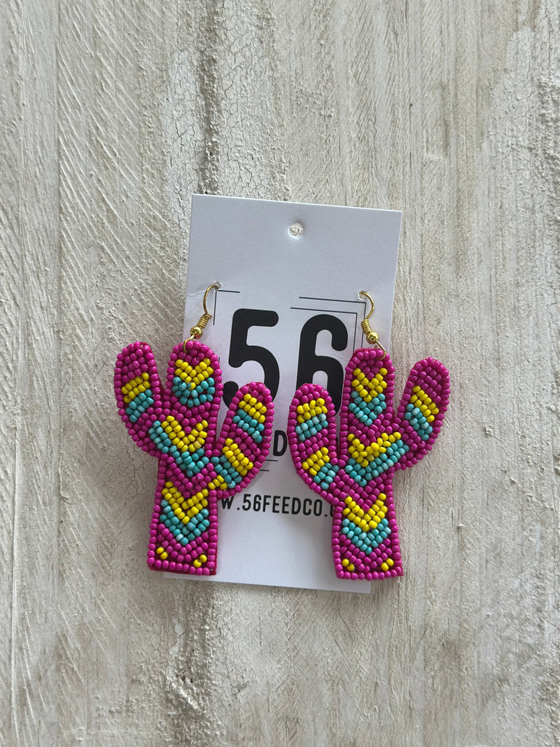 Earring | Dangle Seed Bead Cactus Earrings