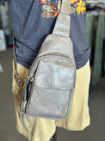 Dark Grey Travel Sling Bag with Front Pocket
